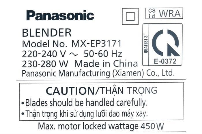Máy xay sinh tố đa năng Panasonic MX-EP3171WRA